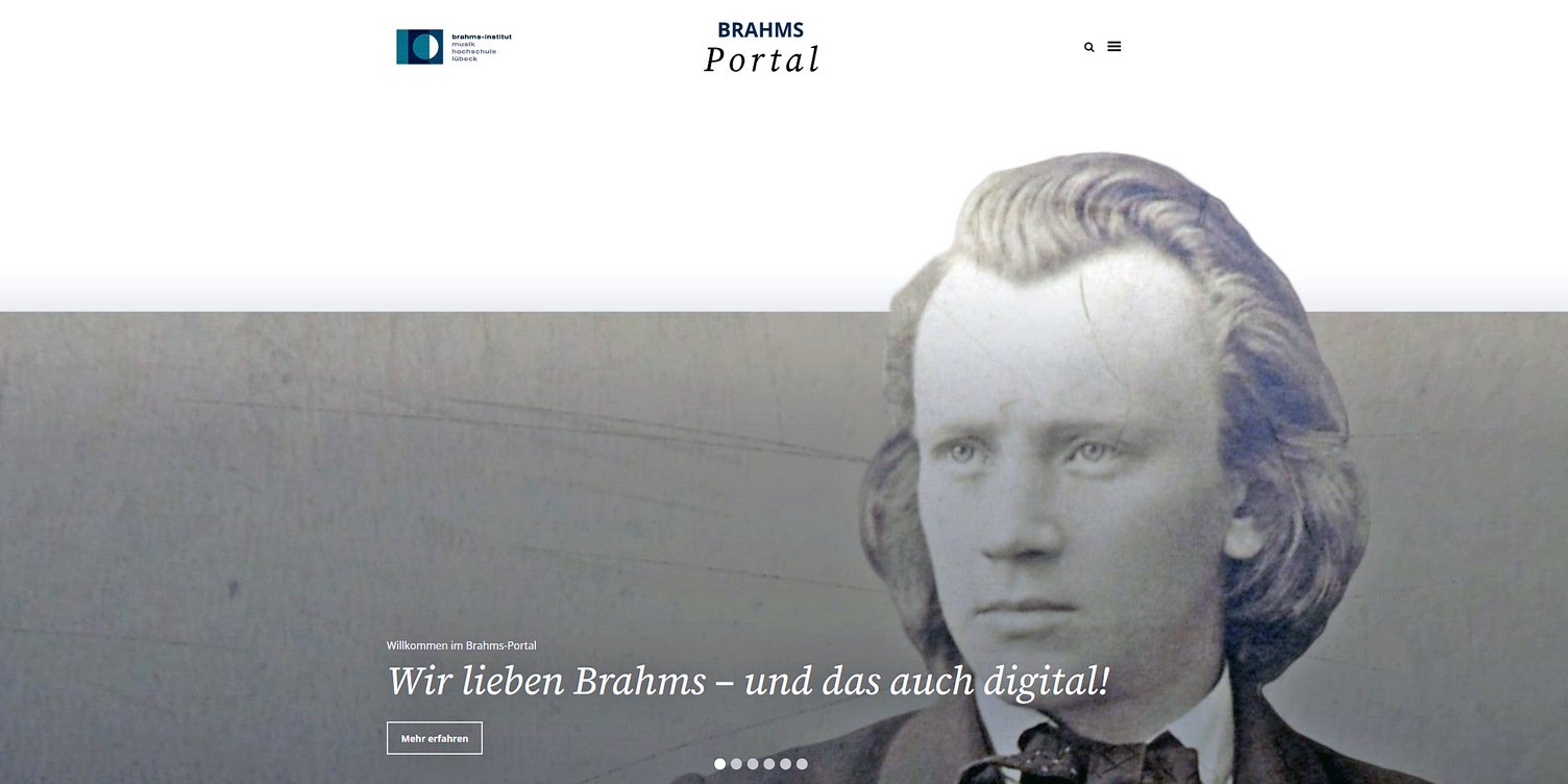 Screenshot von der Startseite des Brahms-Portals