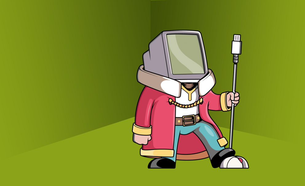 teaser_datareport_hintergrund-22-03 Illustration: König mit Bildschirm als Kopf