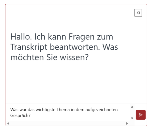 Screenshot der Chatfunktion mit dem Protokoll