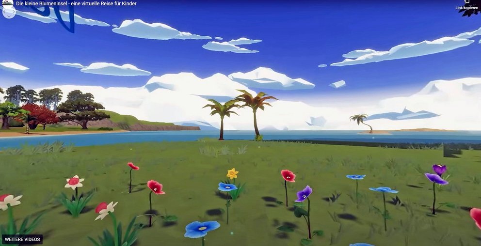 Screenshot aus der VR-Anwendung Die kleine Blumeninsel