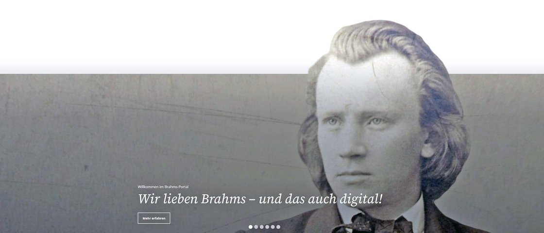 Screenshot von der Startseite des Brahms-Portals
