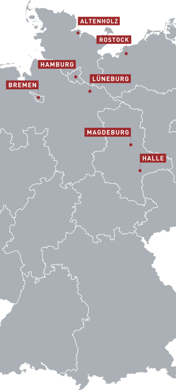 Dataport Standorte Deutschland Grafik von Dataports Standorten in Deutschland