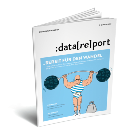Datareport, Ausgabe 2 / 2021 Zu sehen ist das Titelblatt der Printausgabe des Datareport 2 / 2021