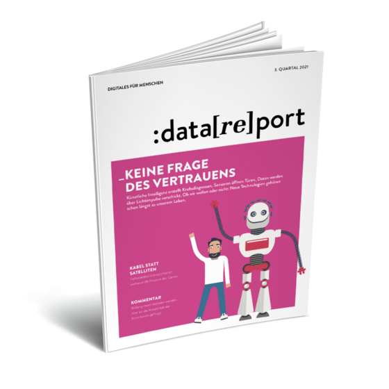 Datareport, Ausgabe 3 / 2021 Zu sehen ist das Titelblatt der Printausgabe des Datareport 3 / 2021