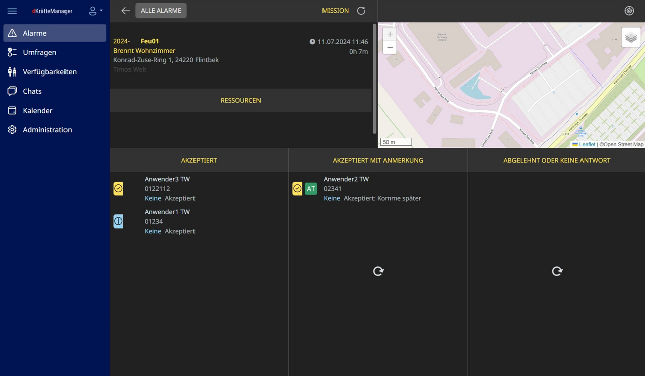 Alarme und Bedarfslagen schnell auslösen und smart verwalten
