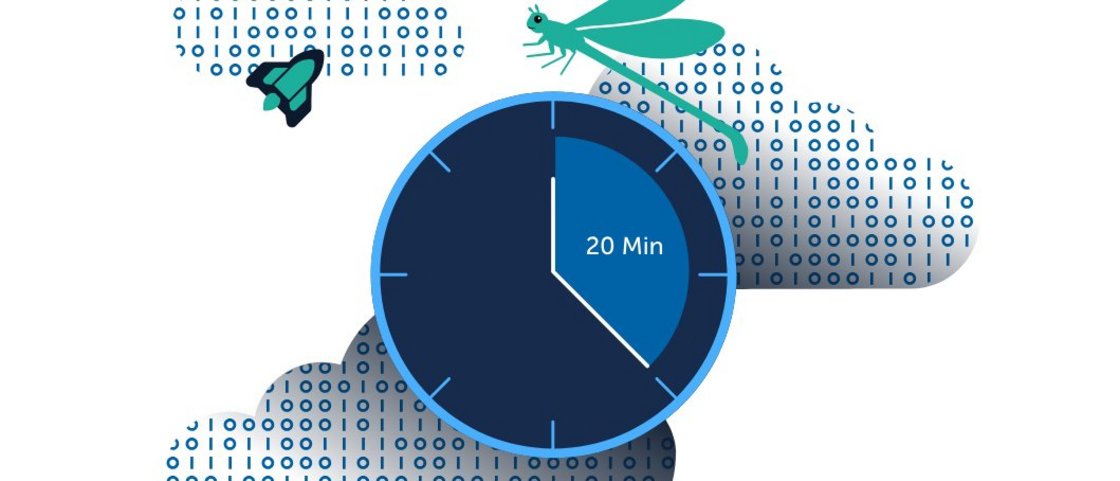Eine Uhr tickt und Libellen fliegen