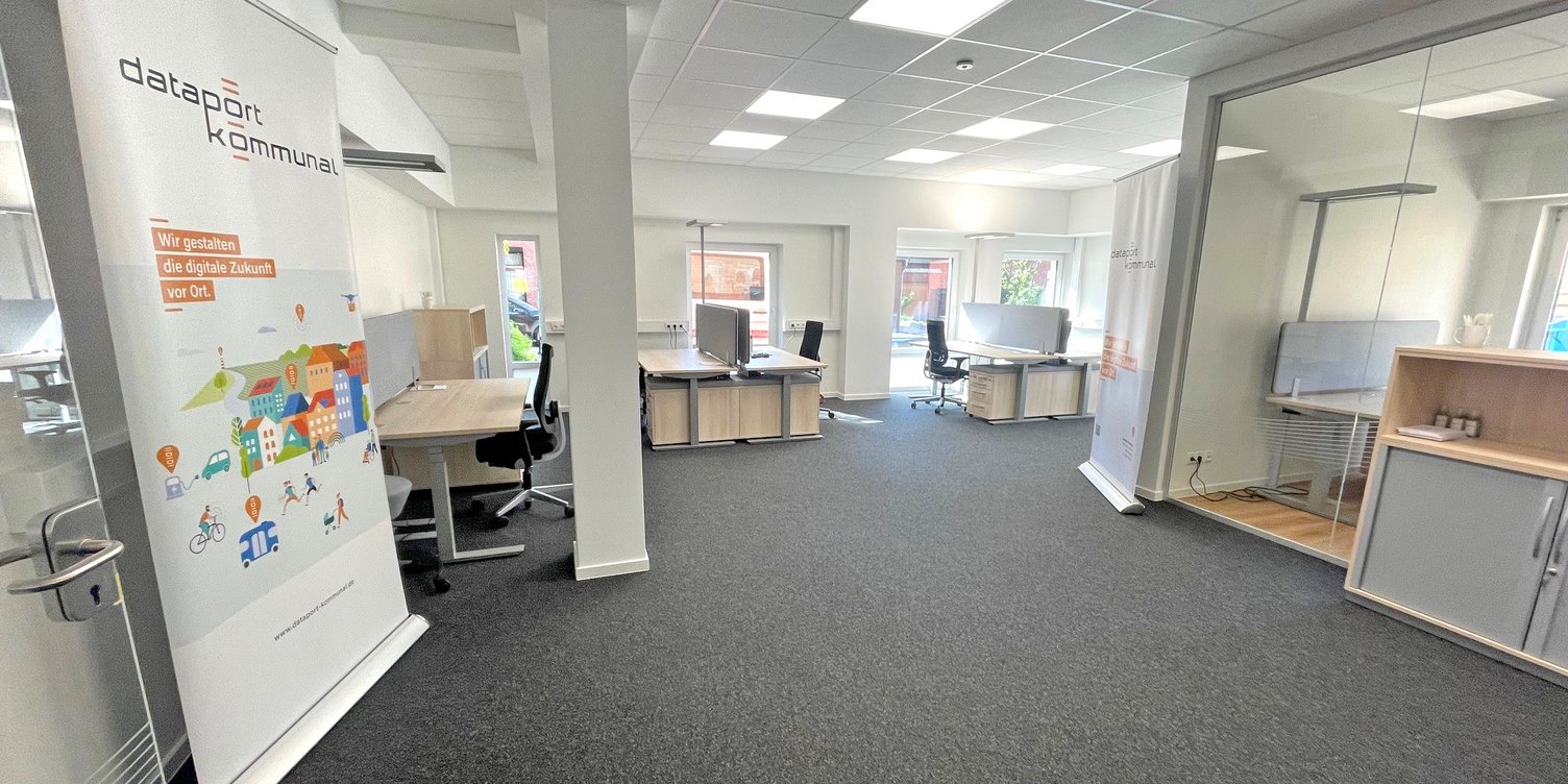 Blick in ein Büro des neuen DigitalHubs