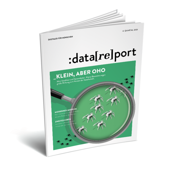 Zu sehen ist das Titelblatt der Printausgabe des Datareport 4 / 2021