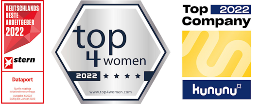 Seal in the employer section for Dataport: Kununu, Stern and Top4 Women