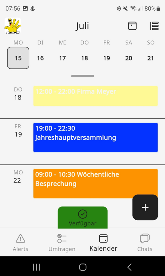Die wichtigsten Dienst-Termine übersichtlich und jederzeit einsehen
