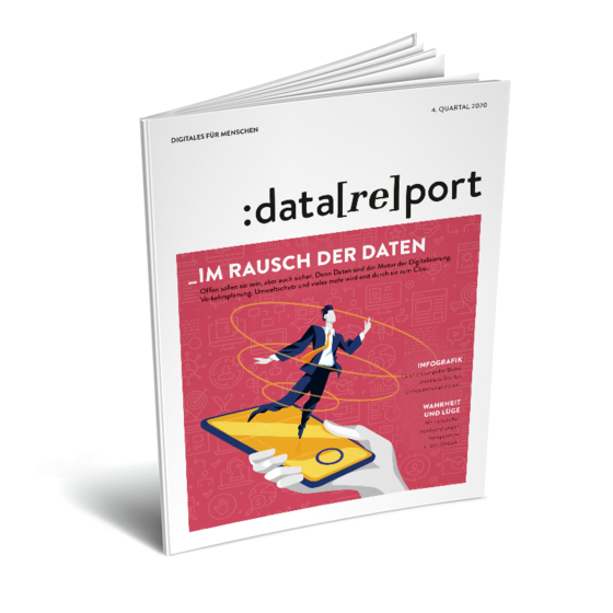 Datareport, Ausgabe 4 / 2020 Zu sehen ist das Titelblatt der Printausgabe des Datareport 4 / 2020