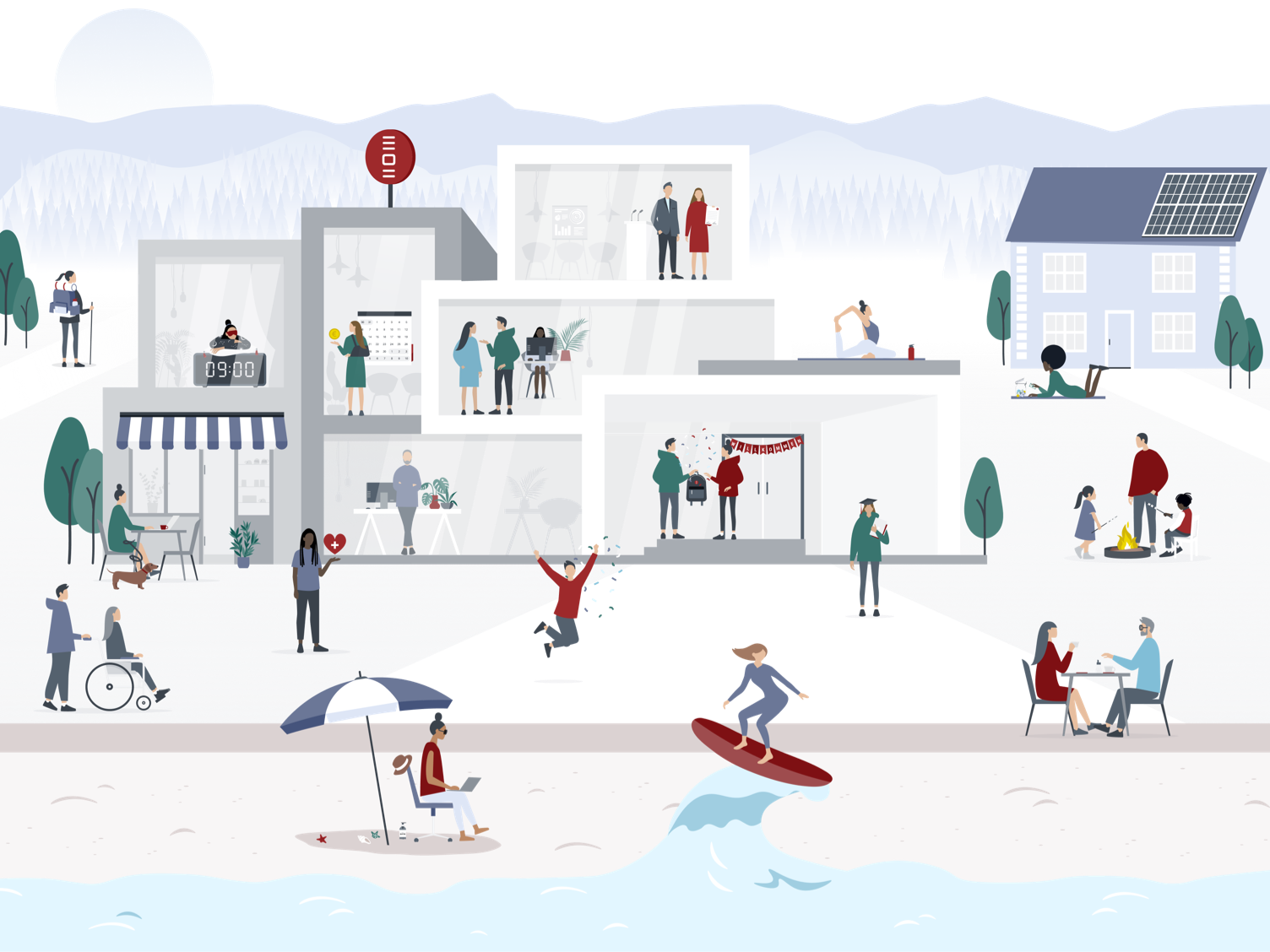 Benefitsgrafik von Dataport Mitarbeitende genießen Benefits bei Dataport