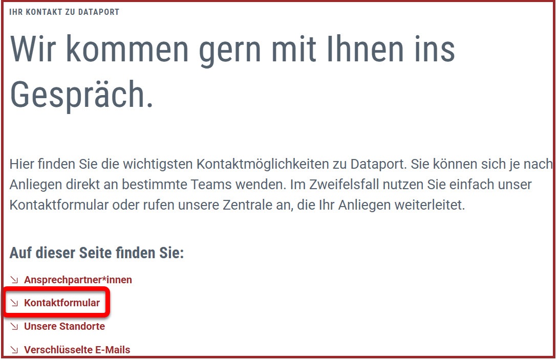 Screenshot zum Kontaktformular