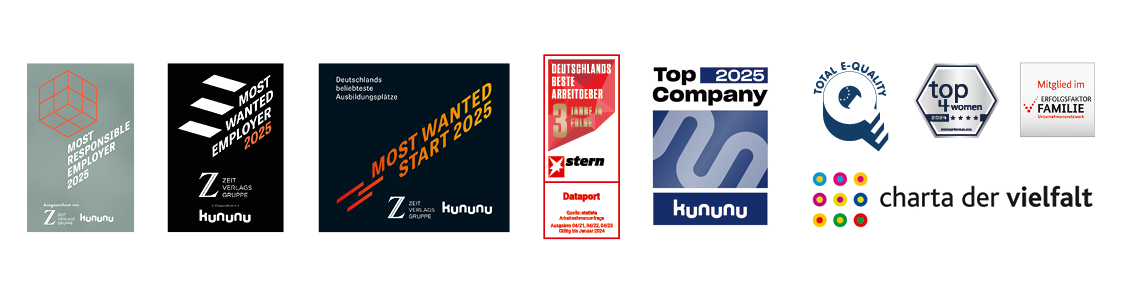 Auszeichnungen Dataport als Arbeitgeber: Siegel von Kununu, Zeitverlag, Stern und anderen